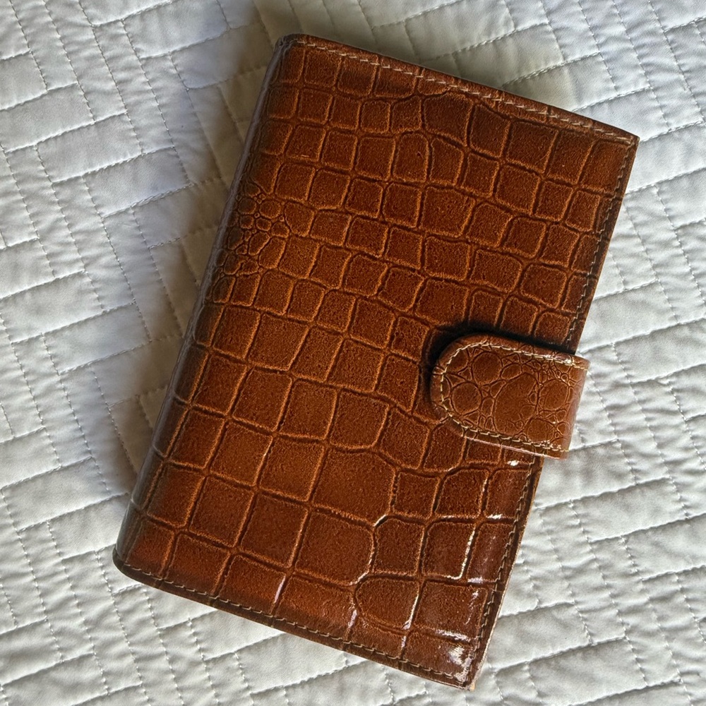 Cognac Croc Embossed Faux Leather Pocket Agenda